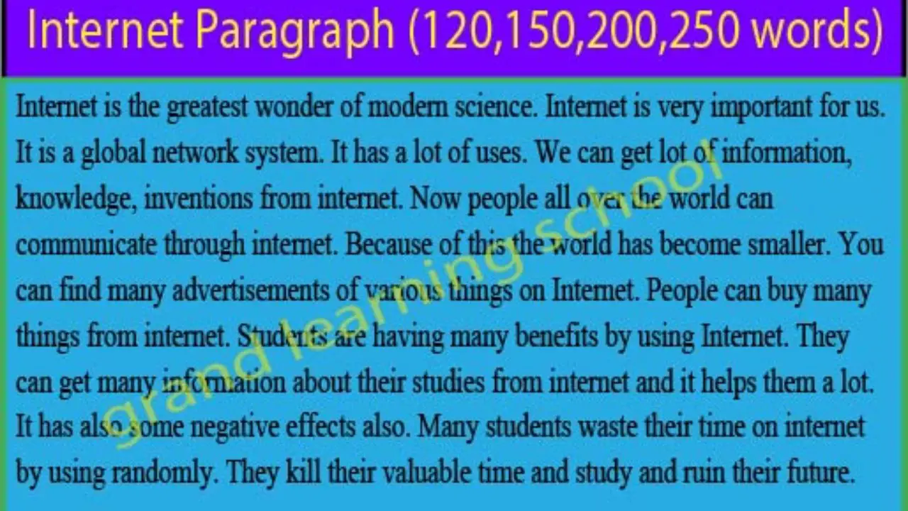 advantages and disadvantages of internet paragraph