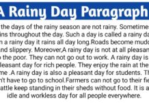 A Rainy Day Paragraph – 100,150,200,250 & 300 words