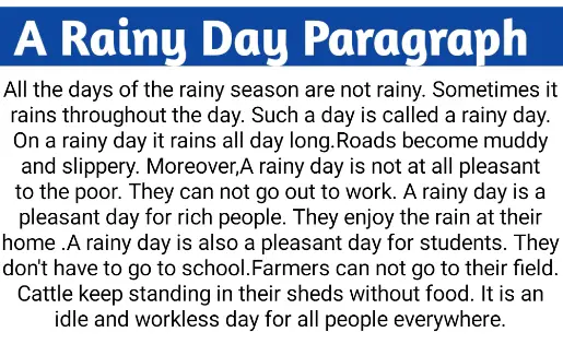 paragraph writing on rainy season